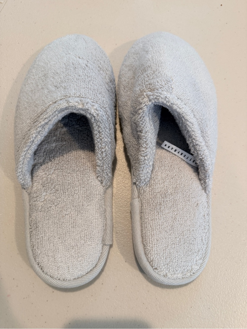 Pottery Barn Light Gray Terry Cloth Women's Slippers Size 7